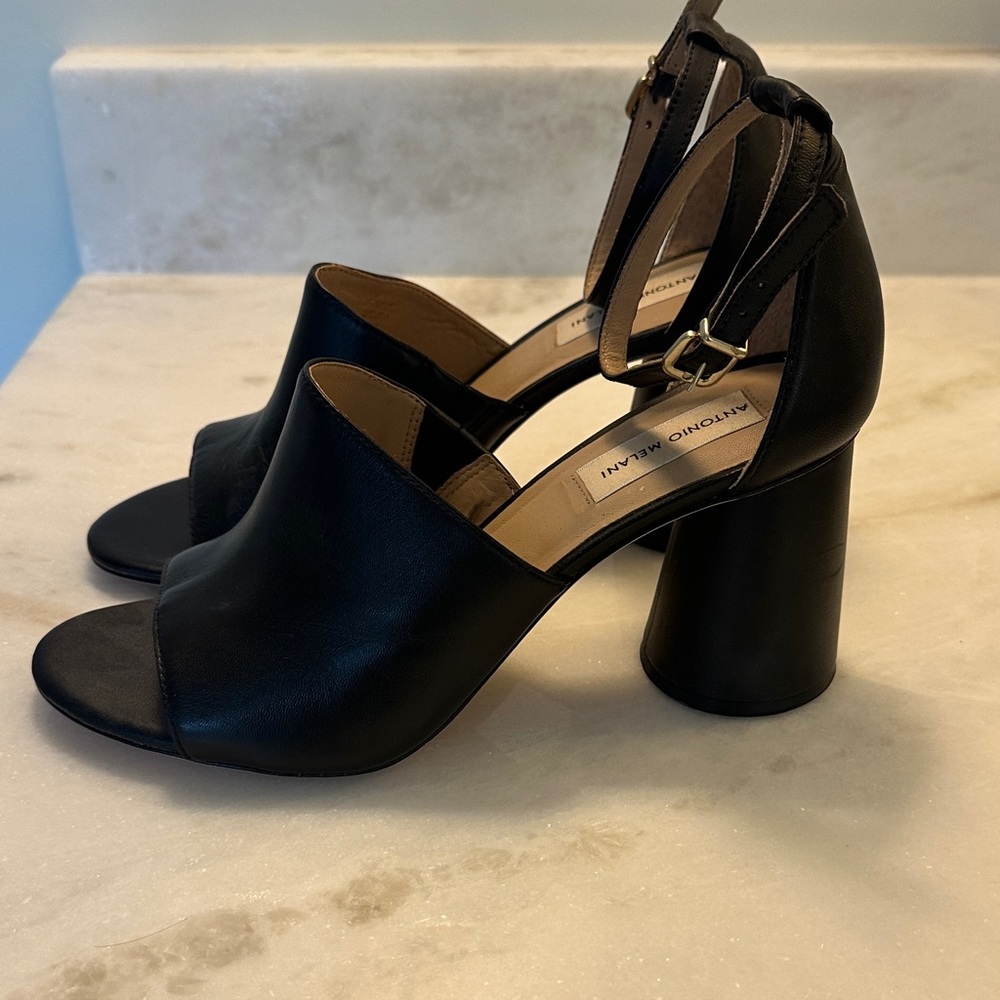 ANTONIO MELANI Black Open-Toe Heels - Picture 3 of 3